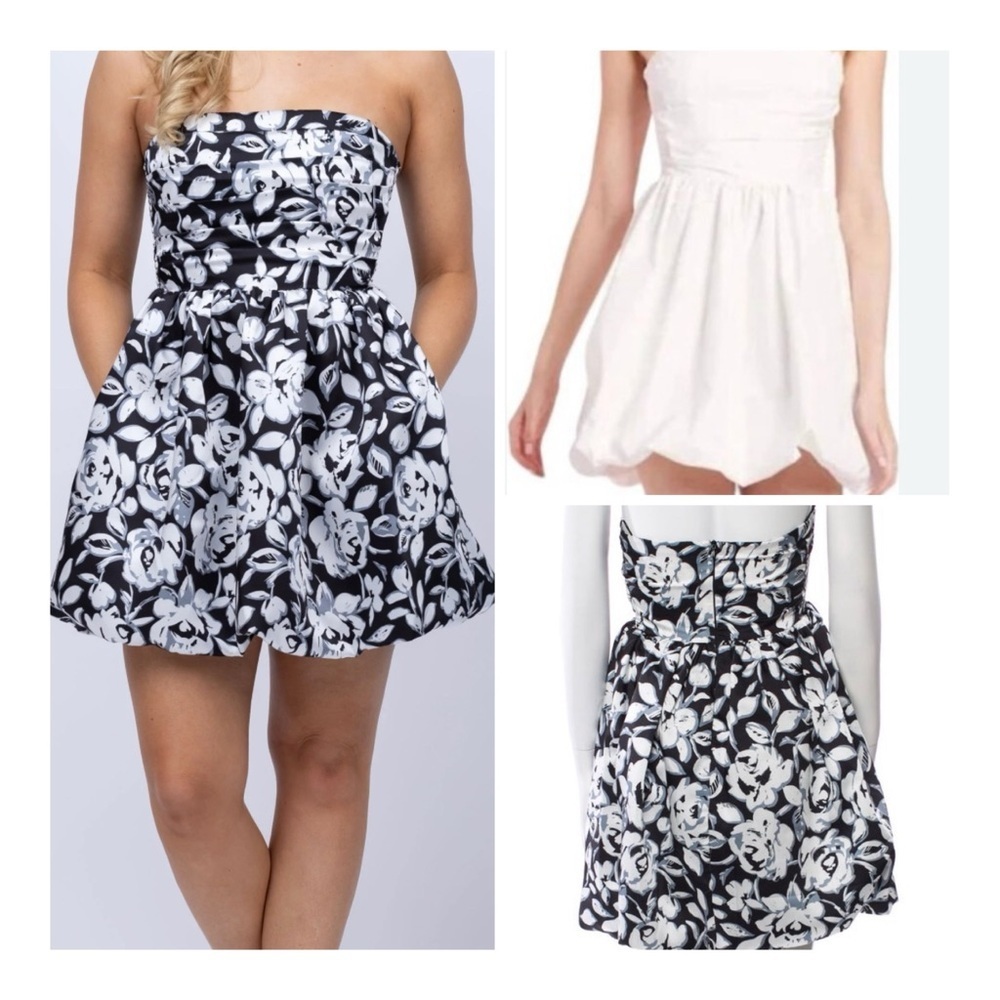 Amanda Uprichard Black and White Strapless Dress